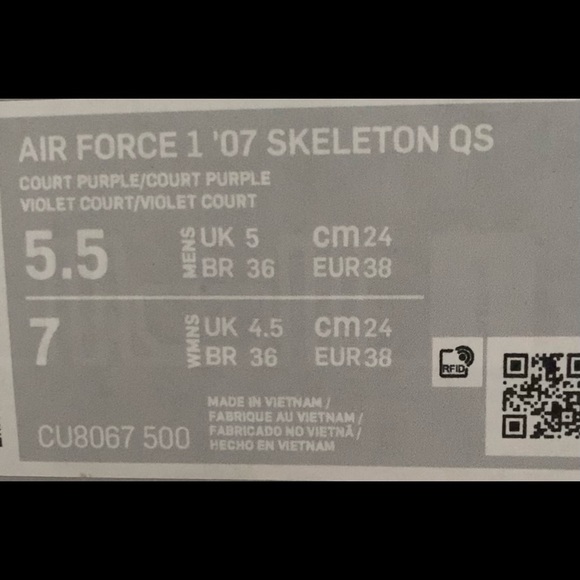 Nike Air Force 1❌SOLD🎁 AF1 07 Skeletons WMNS size 7 NEW - Picture 9 of 10